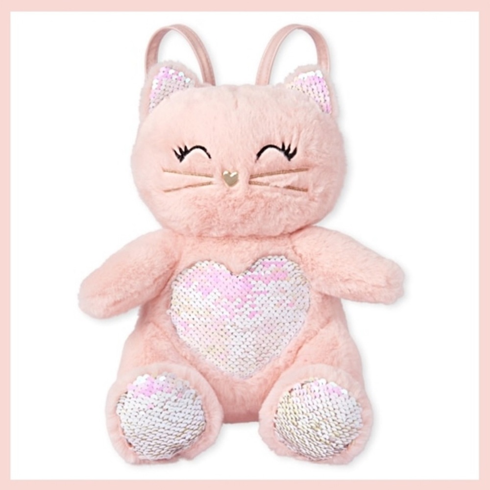 Plush Cat Mini Backpack Flip Sequin